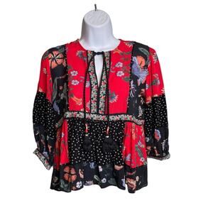 Love Sam Women's Naomi Patchwork Peasant Top Size S